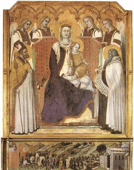 Ambrogio Lorenzetti Madonna with Angels between St Nicholas and Prophet Elisha oil painting picture